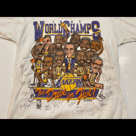 Vintage 1987 Los Angeles Lakers World champs drive for 5 t-shirt small vTG - Picture 2 of 6
